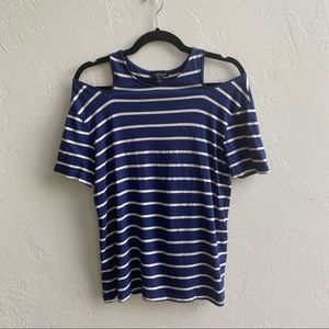 Topshop Cold Shoulder Striped Shirt Size 6